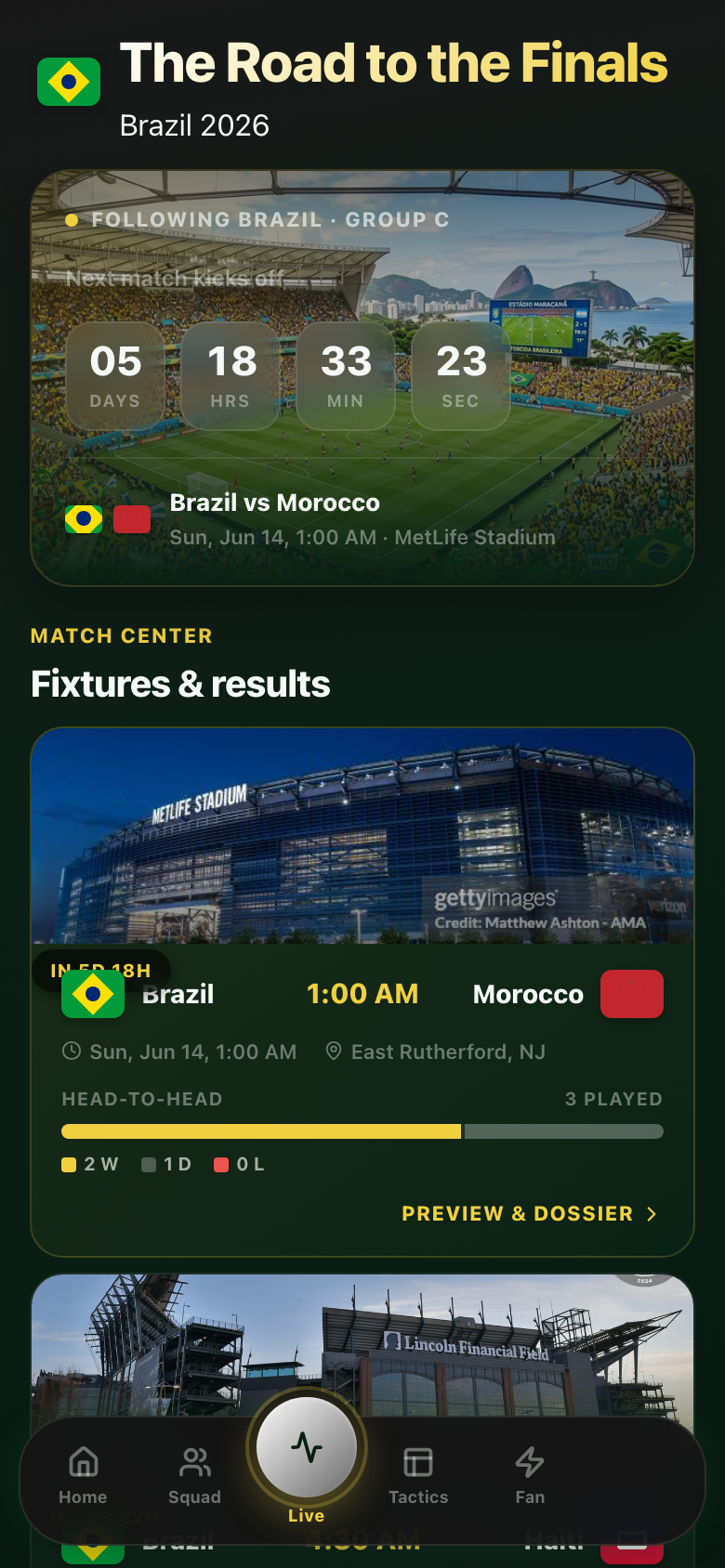 Live match centre